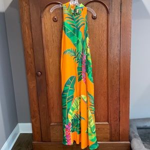 Farm Rio Halter Maxi Orange Motif